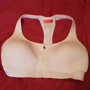 Gently used white "Under Armour" sports bra